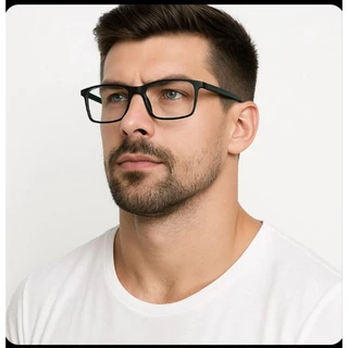 Óculos Leitura Sem Grau Masculino Preto Fosco Quadrado Formal Elegante Emborrachado