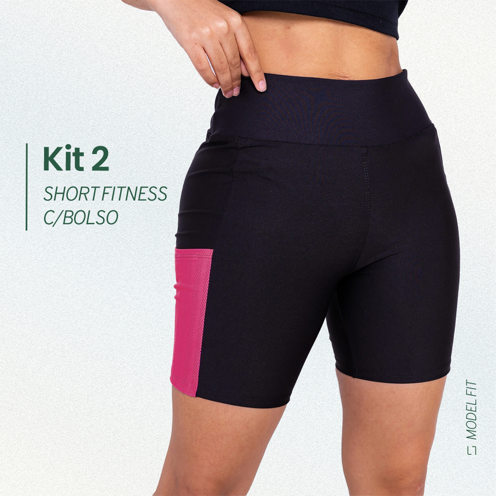 KIT - 2 short bolso suplex para treino academia crossfit ciclismo ...