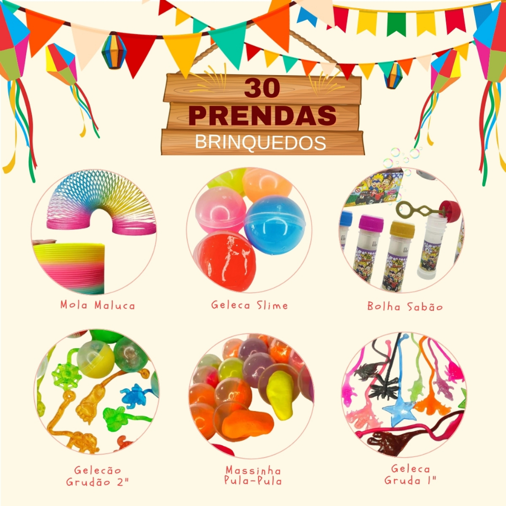 Kit 30 Mini Brinquedos Criança Aniversário Festa Sacolinha Surpresa Dia das Crianças Natal Festa Junina Premium Top
