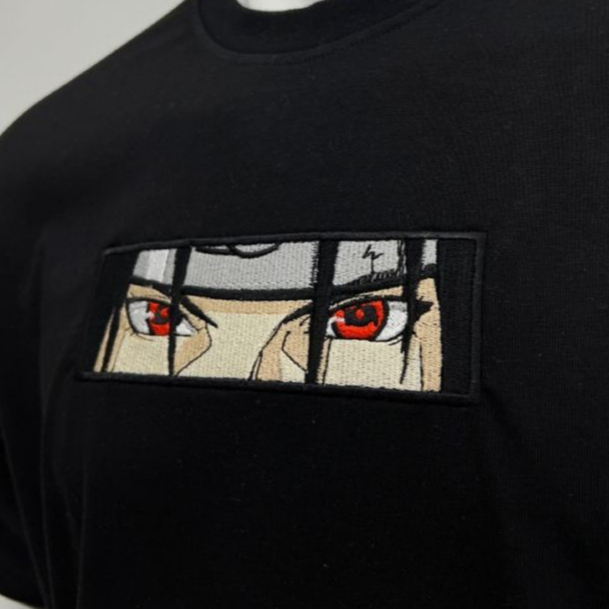 Camiseta Itachi Anime Naruto Bordada Oversized Streetwear 100% Algodão