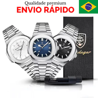 Relógio Masculino Poedagar Aço Inoxidável Luxo com Ajustador e Bateria Premium Old Money Patek