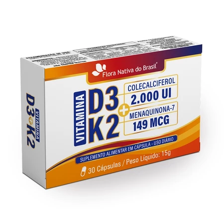 Vitamina D3 K2 2000ui (30 cápsulas) Flora Nativa do Brasil
