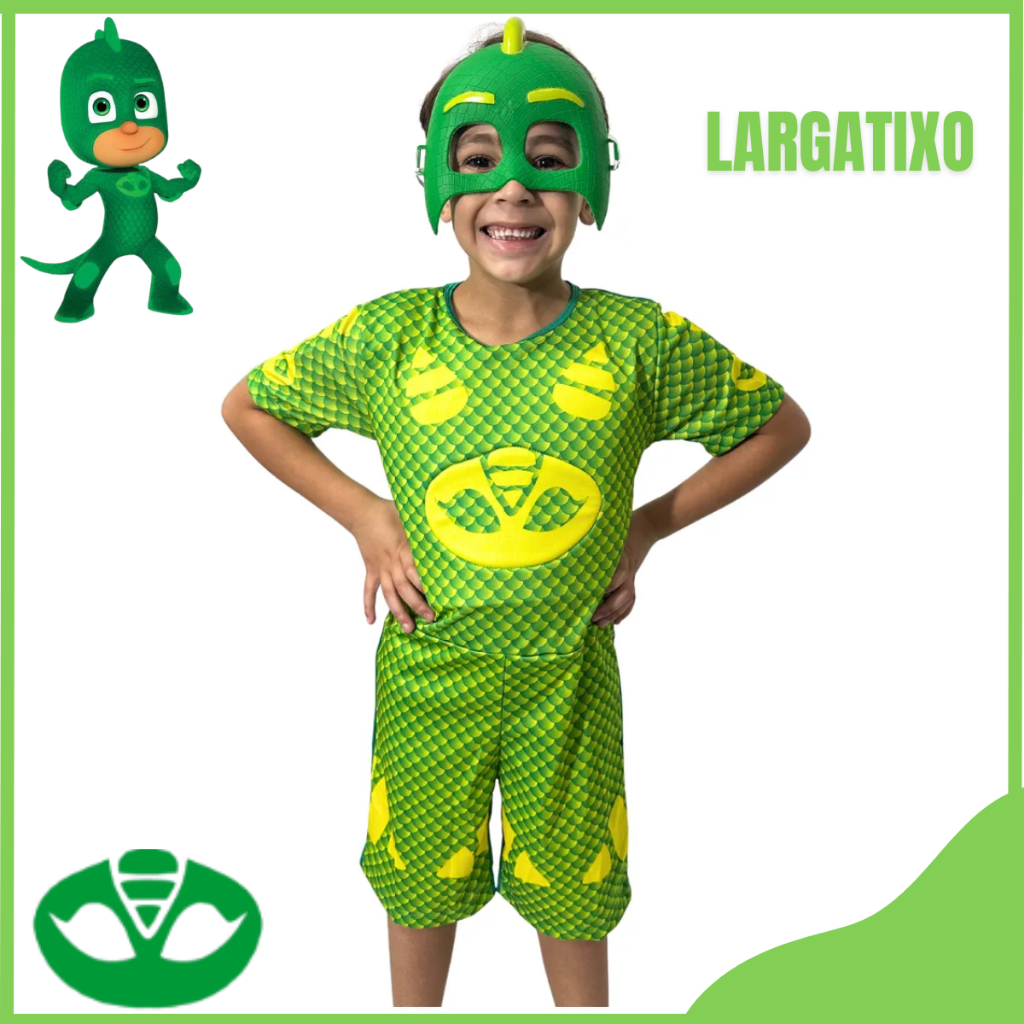 Fantasia Infantil Pj Masks Lagartixo + Mascara de Plastico | Shopee Brasil