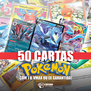 50 Cartas Pokemon Originais TCG em Português 1 Ultra Rara + 49 comuns