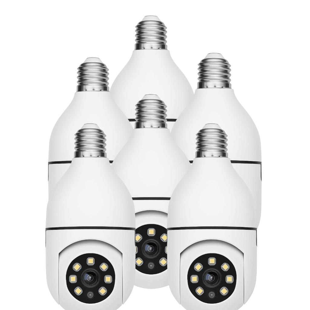 Kit 6 Câmeras Lâmpada Wi-Fi com Rotação 360°, App Remoto e Visão ...