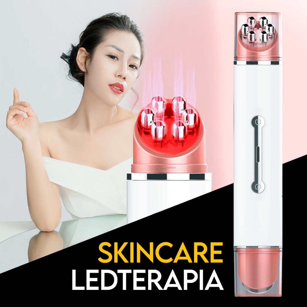 Massageador Facial LED Goldpen Caneta Vibratória Skincare 3 Luzes