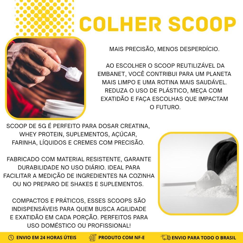 Kit 100 Scoop Medidores Whey Protein Suplemento Profissional