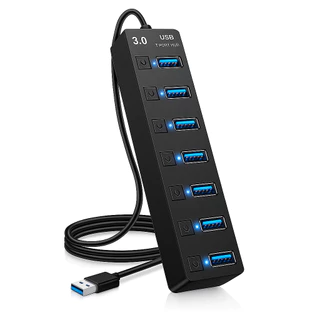 Hub USB 3.0 Alta Velocidade 4 ou 7 Portas 5Gbps Para Notebook PC Mouse Teclado Pen Drive em Oferta na Shopee