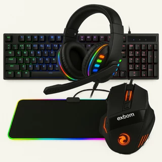 Kit Gamer Teclado Semi-mecânico RGB, Mouse RGB, MousePad LED Preto, Mousepad Mundo, Headphone Fone em Oferta na Shopee