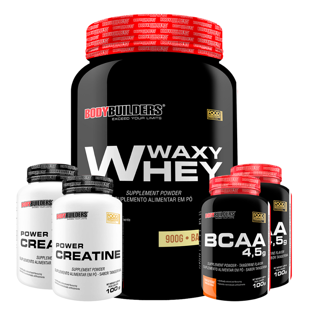 Kit Waxy Whey 900g + 2x Bcaa 100g + 2x Creatina 100g | Shopee Brasil