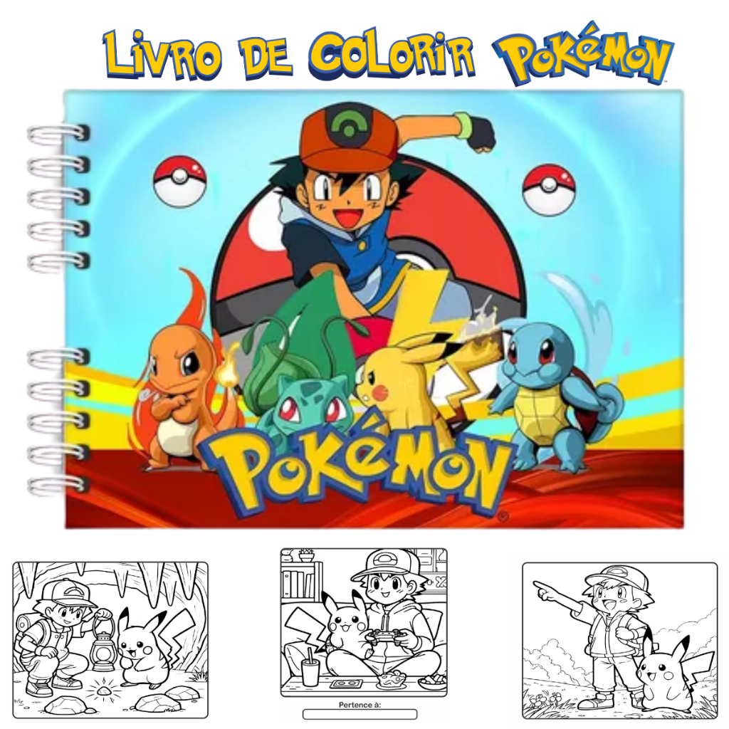LIVRO DE COLORIR POKÉMON ESTILO BOBBIE GOODS CAPA DURA A5 180G ...