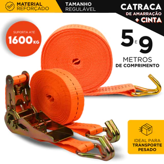 Jogo de Cinta Catraca De Amarração 5 / 9 Metros Carga 800 / 1600 kg - NL