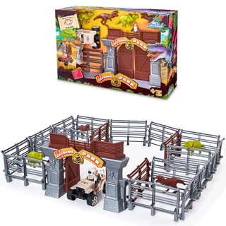 KIT PARQUE COM 4 DINOSSAUROS + BONECO E ACESSORIOS EXTREME PARK 27 PECAS NA CAIXA
