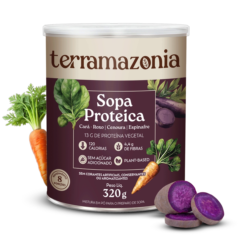 Terramazonia Sopa Proteica de Cará Roxo em Pó - Superalimento Fitness ...
