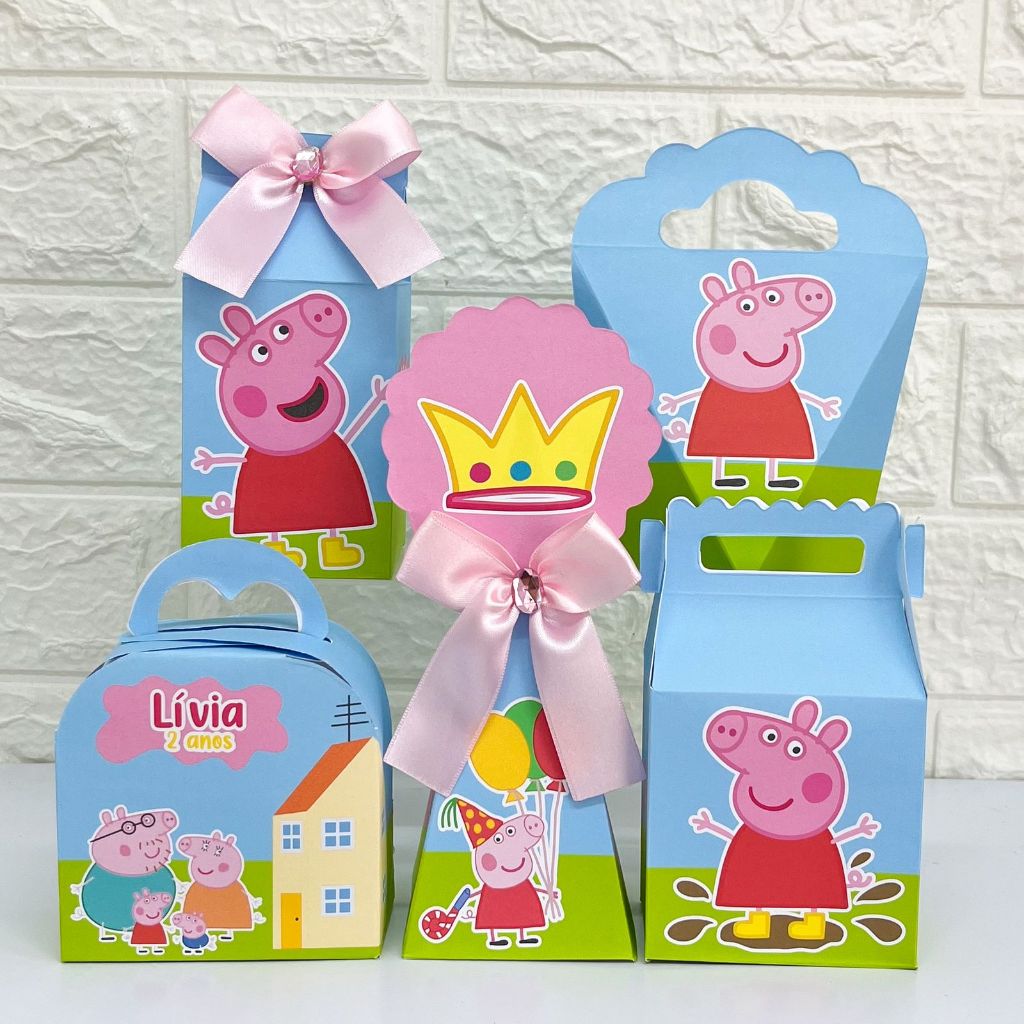 Kit Festa Peppa Pig Caixas Personalizada – Pegue e Monte Decoração de ...