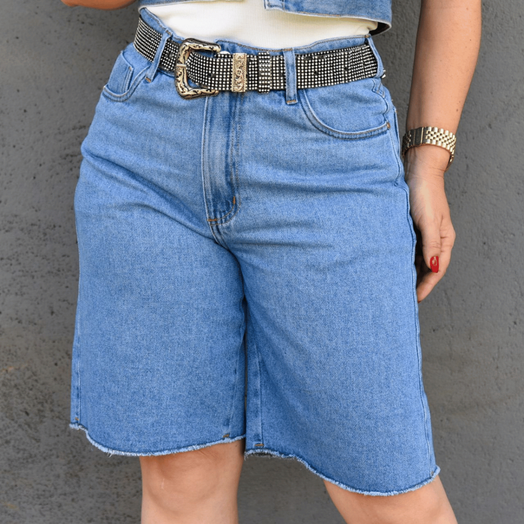 Short Jeans Feminino Bermuda Jort Cintura Alta Levanta Bumbum 100% ...