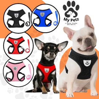 Coleira Pet para Cao Cachorro Gato, Pets Medio Pequeno Porte com Peitoral e Guia Inclusao