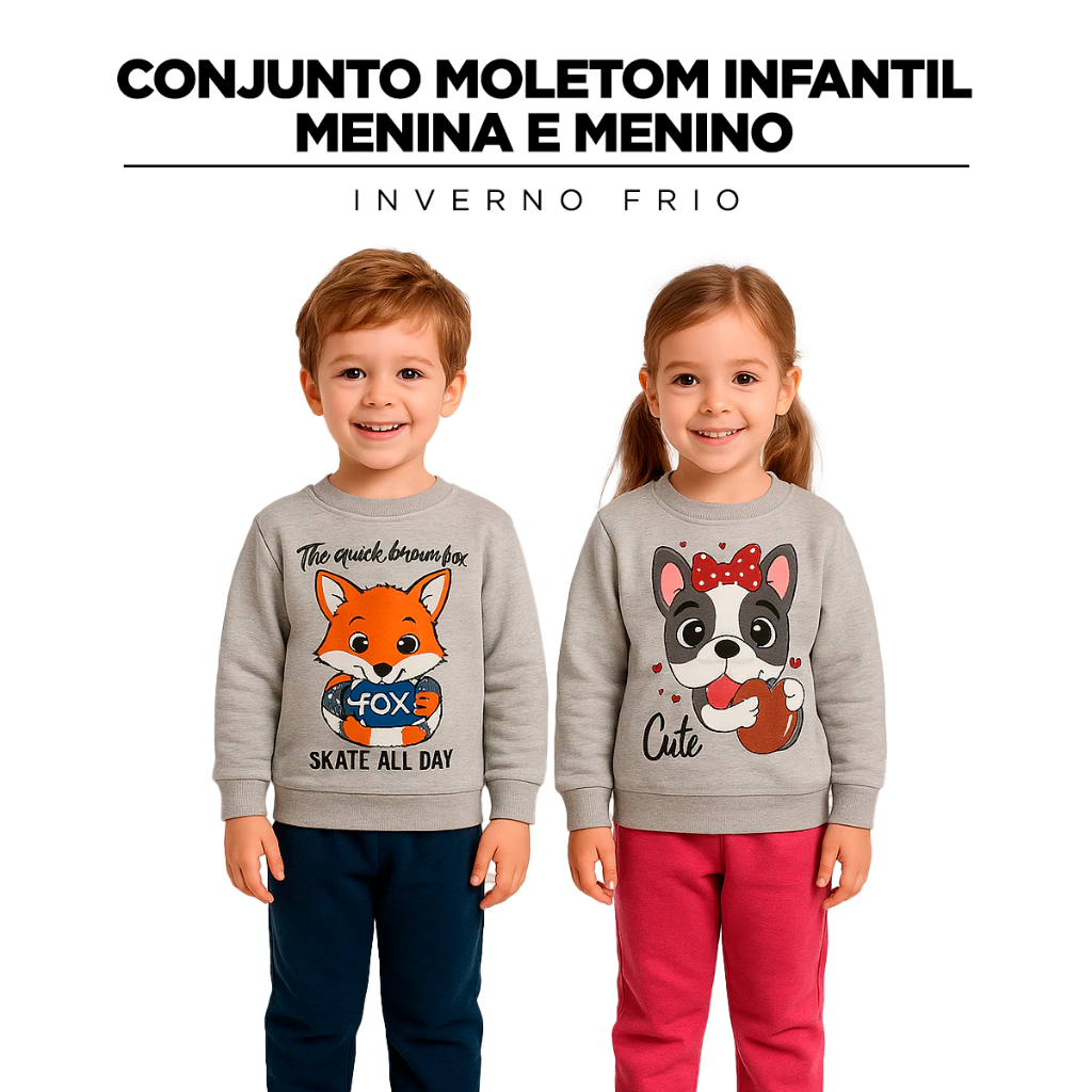 Conjunto Moletom Infantil MeninaMenino 1-8 anos