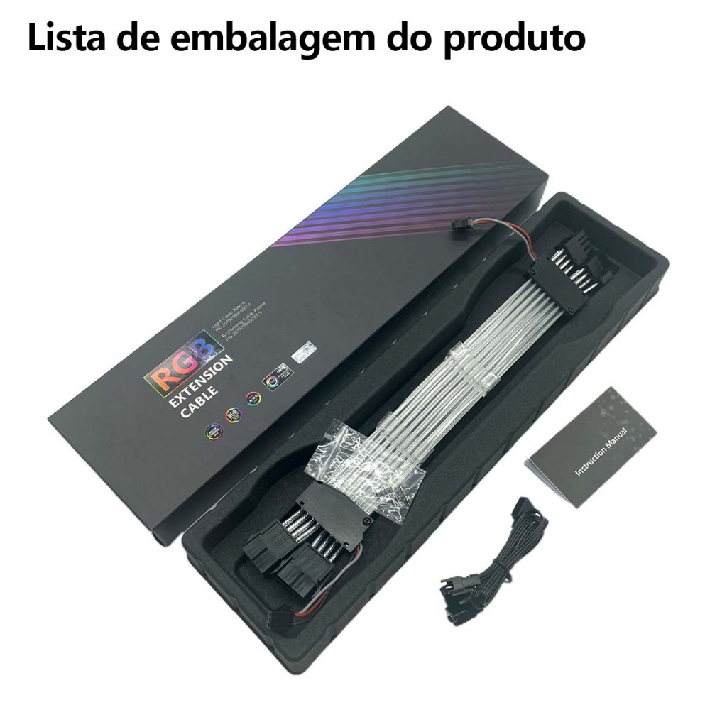 Cabo Sleeved Argb 2x8pin Extensor Gpu Fonte Atx 5v 3pin