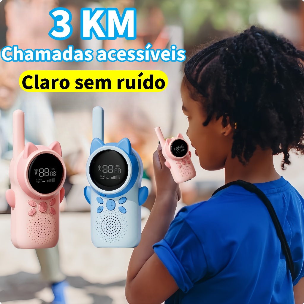 Kit 2 Walkie Talkie Infantil 3km Walkie Talkie Rádio comunicação ...