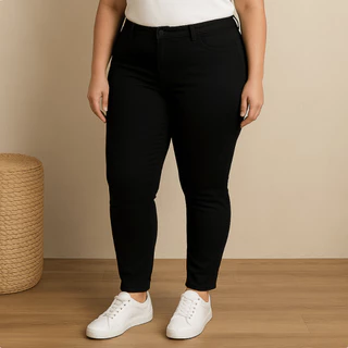 Calça Jeans Feminina Plus Size Cintura Alta Skinny Com Lycra Levanta Bumbum Tamanho Grande Stillger Original Diversas