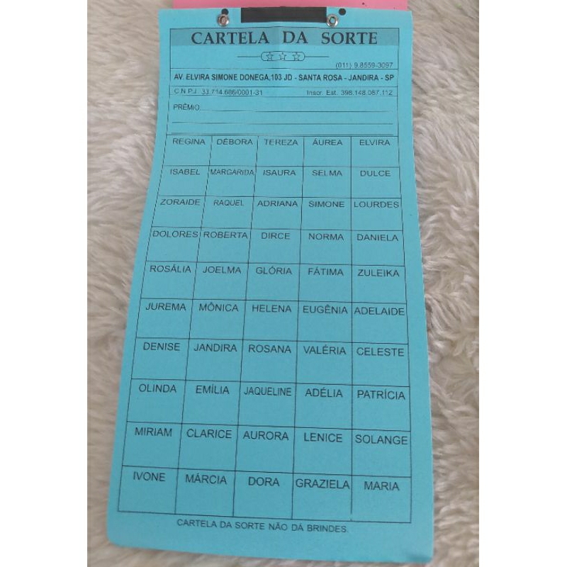 Cartela de Rifa 50 nomes | Shopee Brasil