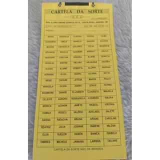Cartela de Rifa 200 Nomes