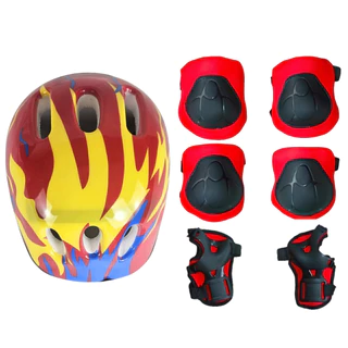 Kit Proteção Infantil Vermelho 7 Peças Capacete Joelheira Cotoveleira Luvas para Patinete Skate Patins - Castela