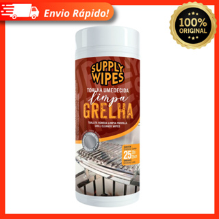 Toalha Umedecida Limpa Grelha Chapa Fornos e Espetos Supply Wipes - Pote Com 25 Un 20x25cm