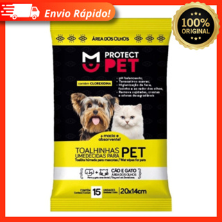 Lenço Umedecido Limpeza Dos Olhos Protect Pet Cão E Gato 15 Unidades 20X14CM