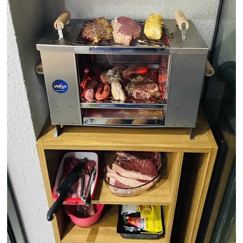 Churrasqueira Ecológica Apartamento Sem Fumaça 2 grelhas de Bancada Embutir
