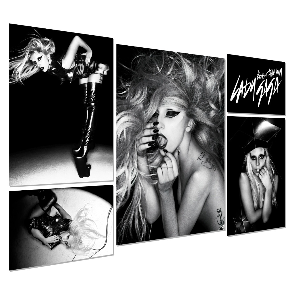 Kit Quadros Decorativos Lady Gaga 5 Peças | Shopee Brasil