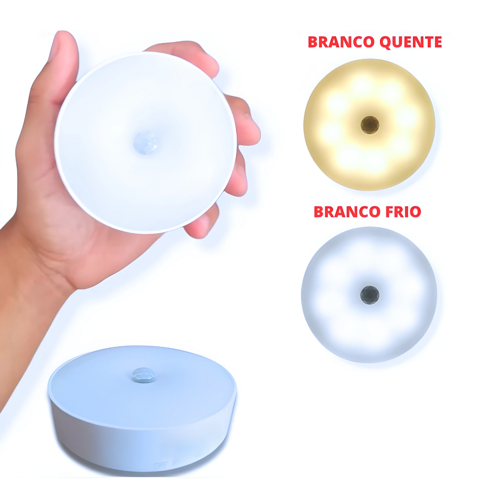 Luminárias Led S/ Fio Com Sensor Presença Usb Recarregável Luz Quente e Fria