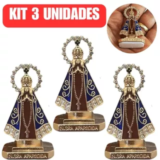 Kit Santinha Nossa Senhora Aparecida Painel Carro Caminhao Mesa Dupla Face