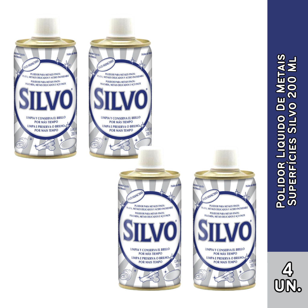 Polidor Liquido De Metais Superfícies Silvo 200 ml Escolha a Quantidade ...