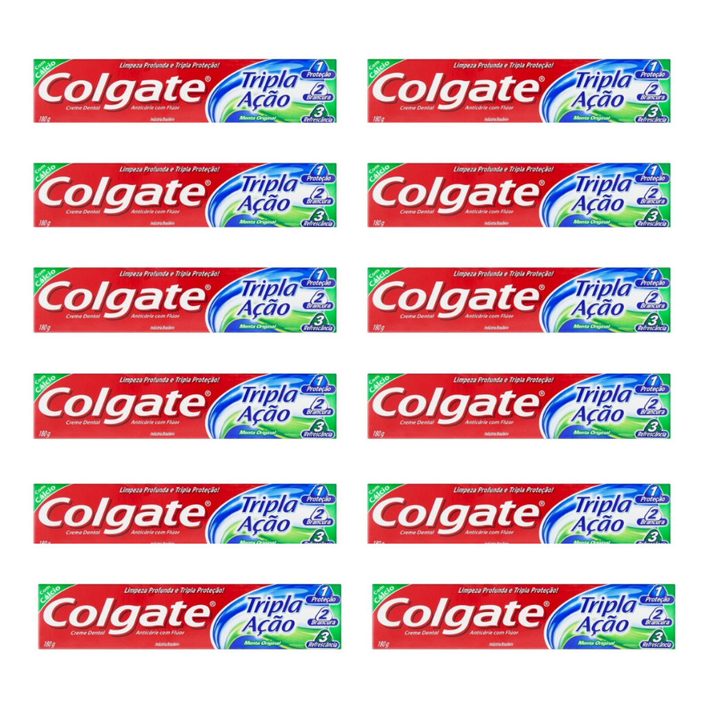 Kit 12 Creme Dental Colgate Tripla Ação 180g - no Atacado | Shopee Brasil