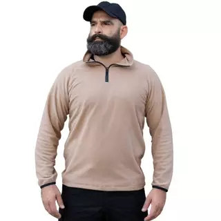 Casaco Masculino Fleece Cáqui Bege Estilo Militar Tático Camping Acampamento Blusão