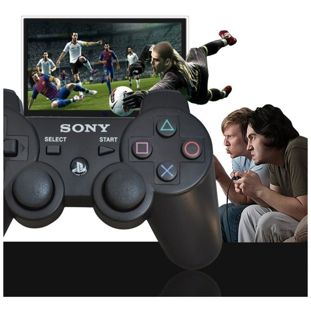 Kit 2 Controles Ps3 Joystick Sem Fio Ergonômico Plug And Play Console Preto