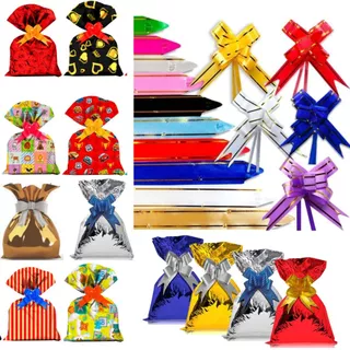 Kit Embalagem para presente: Saquinho de presente 10x15CM Incluso Laço- Escolha quantidade