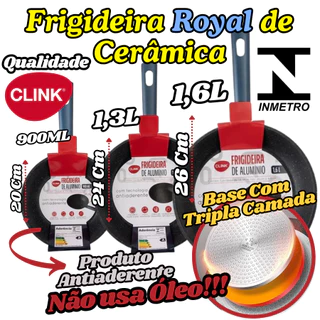 Frigideira Royal De Cerâmica 1,6L 1,3L Ou 900ML Inmetro Antiaderente Base Com Camada Tripla Clink em Oferta na Shopee