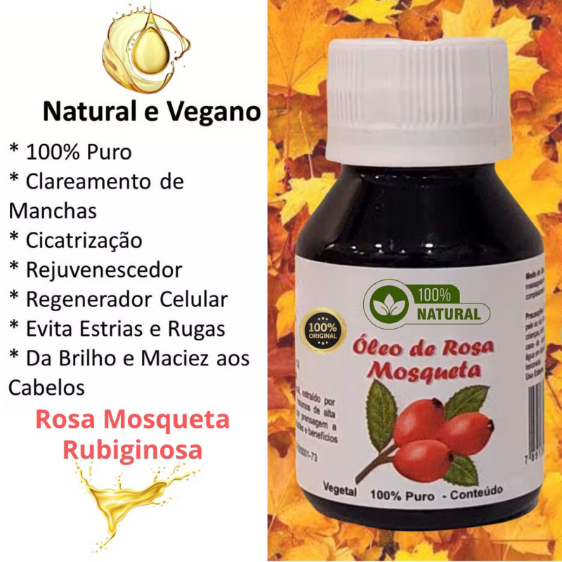 Óleo Vegetal de Rosa Mosqueta Puro 100ml Rosa Rubiginosa - Clareia a ...