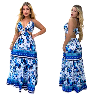 Vestido Longo Feminino Moda Evangelica Vestido Casual Para festas y praia Tecido Crepininho em Oferta na Shopee