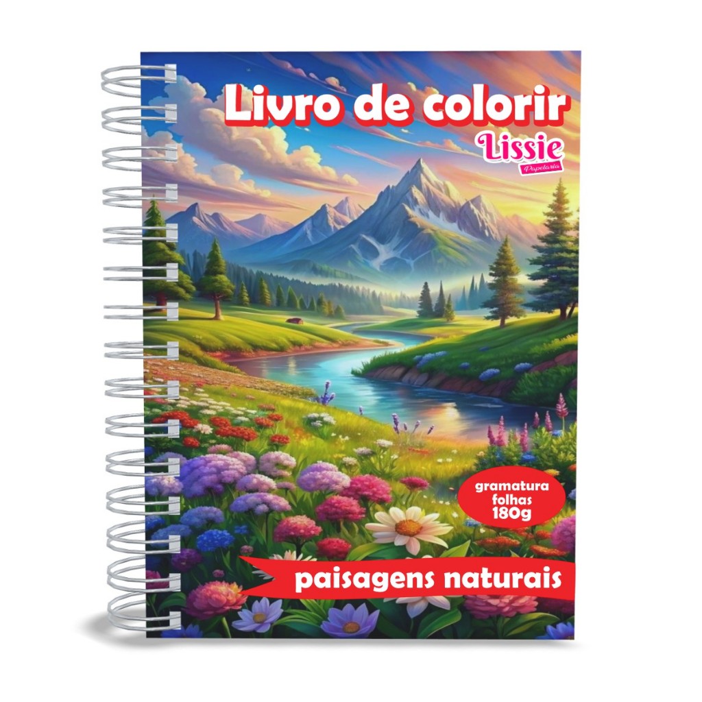 Livro de Colorir Paisagens Naturais- Capa Dura tamanho A5 gramatura ...