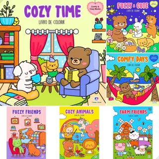 Livro de Colorir ORIGINAL Comfy Days Cozy Time Fuzzy Cute Friends Kit 3 em Oferta na Shopee