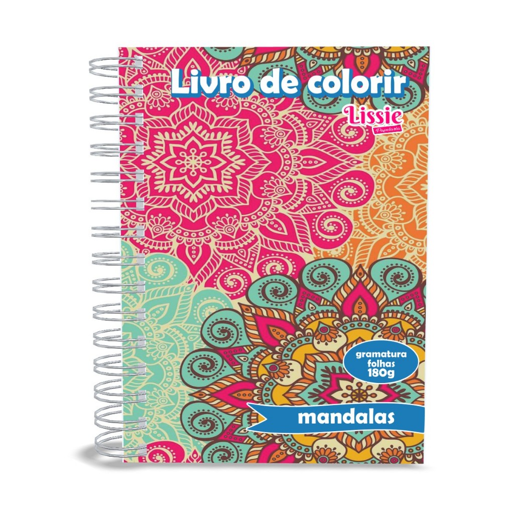 Livro de Colorir Mandalas - Capa Dura tamanho A5 gramatura 180g 50 ...