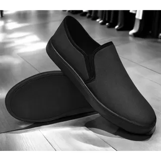 Sapatilha Unissex Toda Preta Slip On Casual Moderna Leve Macia Calce Fácil - Promoção !!