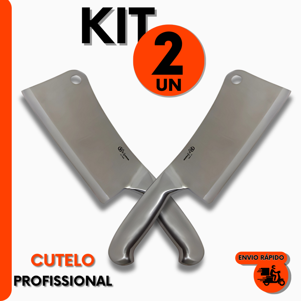 2 Cutelos Profissionais de Aço Inox P/ Mestres do Churrasco Use na ...