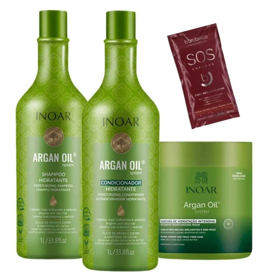 Inoar Kit Shampoo + Condicionador 1l + Masc Argan Oil 500g | Shopee Brasil