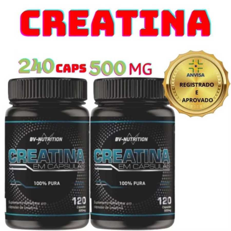 Creatina Concentrada PURA 3000mg 120 CÁPSULAS 500mg - BV Nutrition