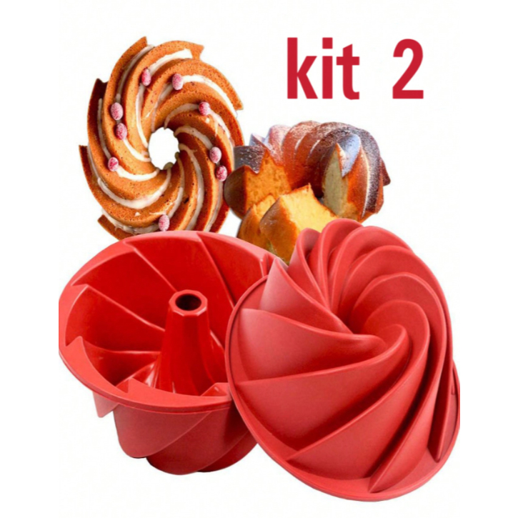 Kit 2 Assadeira Forma De Silicone Para Bolo E Pudim Vazada R